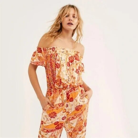 Free People Carmen Off The Shoulder Jumpsuit.  SZ S - Picture 6 of 8